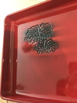 赤い漆器 膳 約30cm x 30cm 夫婦椀 透かし内桜 仙才汁椀 溜（ため）・朱 2客セット 漆塗り